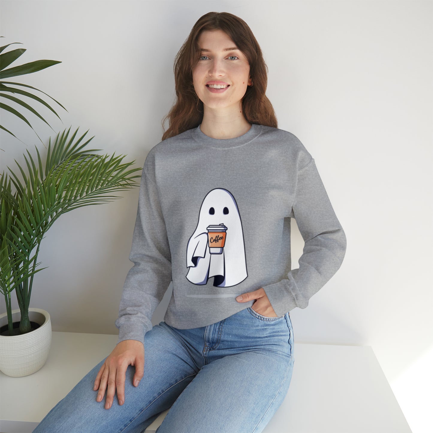 Boorista Spooky Coffee Sweatshirt,  Womens Ghost Sweatshirt, Spooky Season, Fall Coffee Lover Shirt, Halloween Party Shirt, Fall Graphic