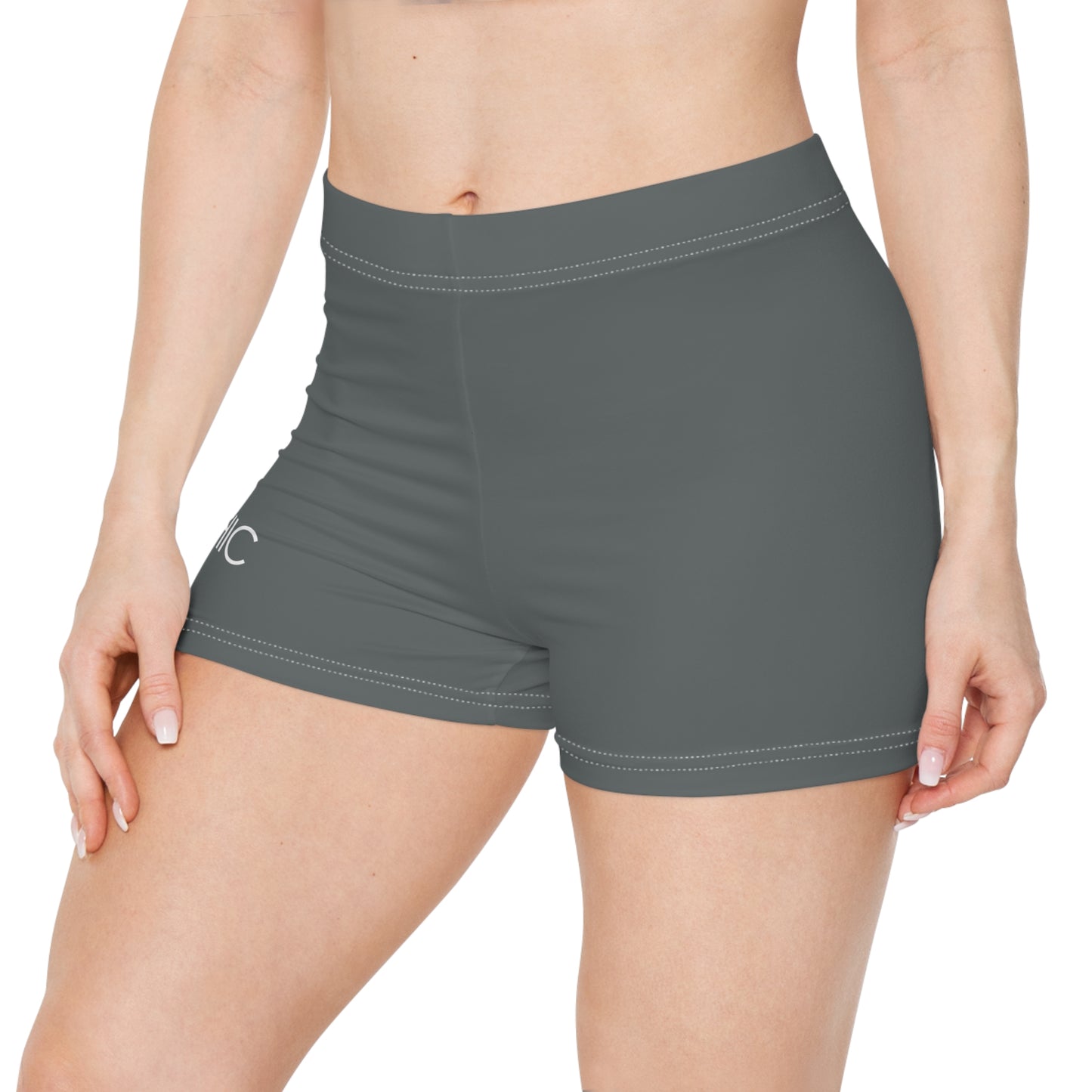 AlphaChic Workout Shorts - Dark Gray (Leg Logo)