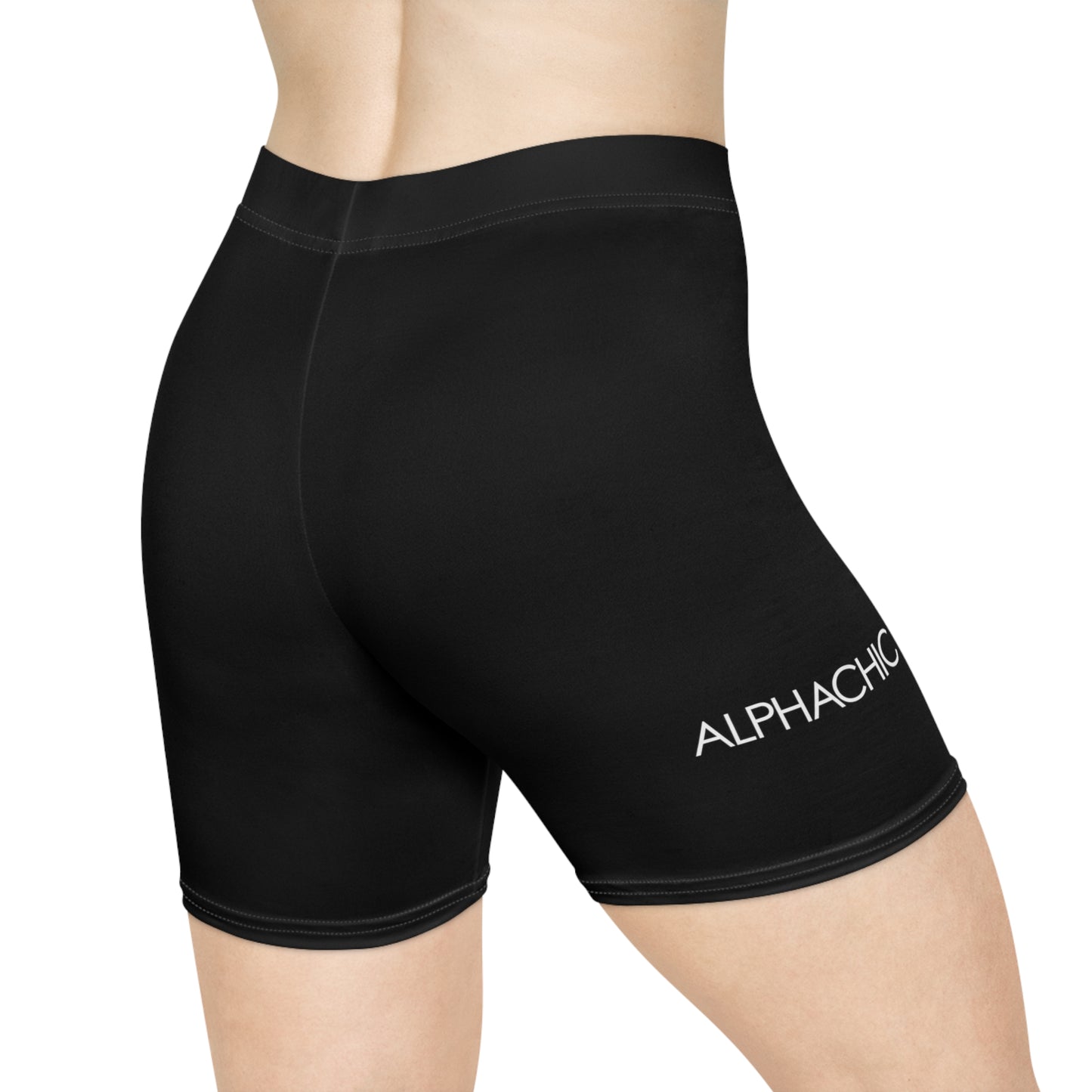 AlphaChic Biker Shorts - Black (Leg Logo)