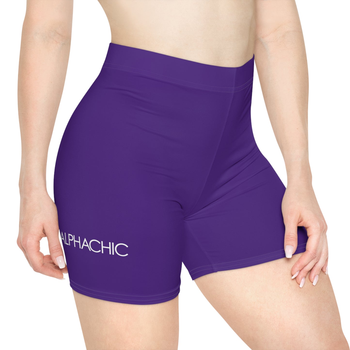 AlphaChic Biker Shorts - Purple (Leg Logo)