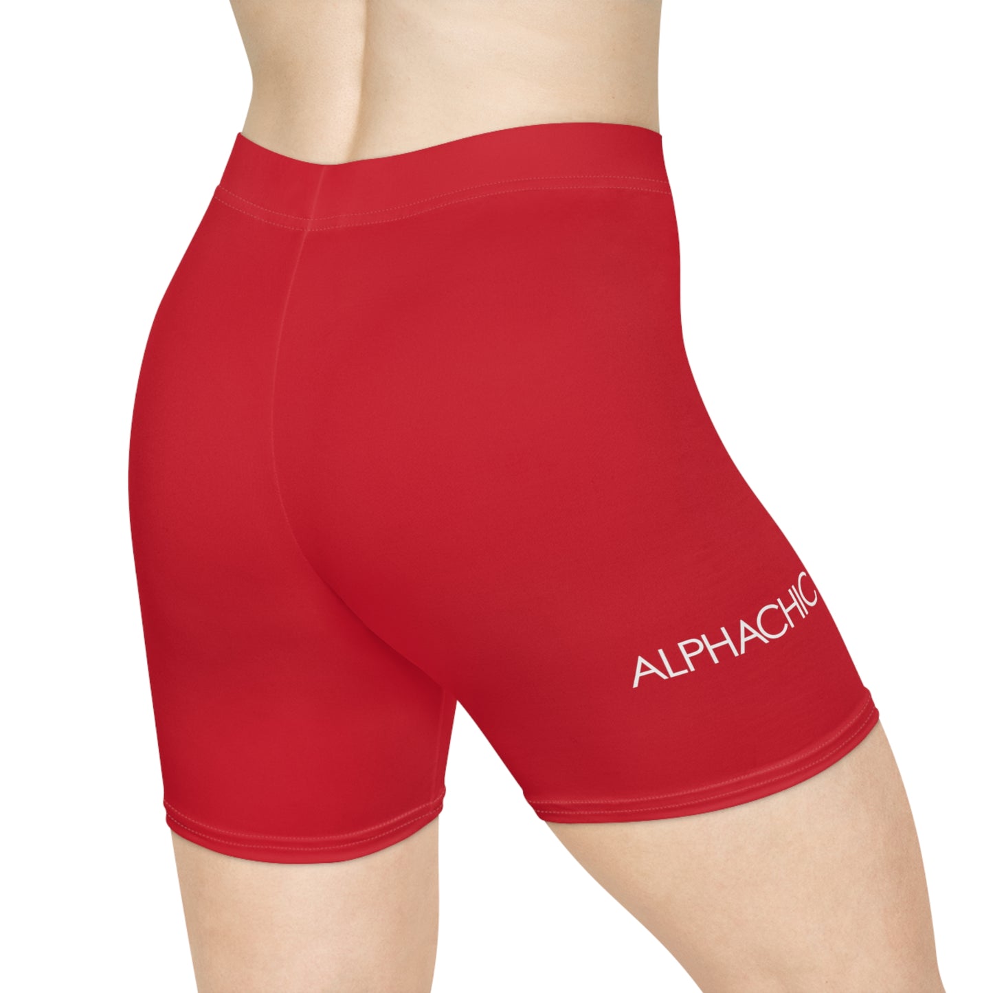 AlphaChic Biker Shorts - Red (Leg Logo)