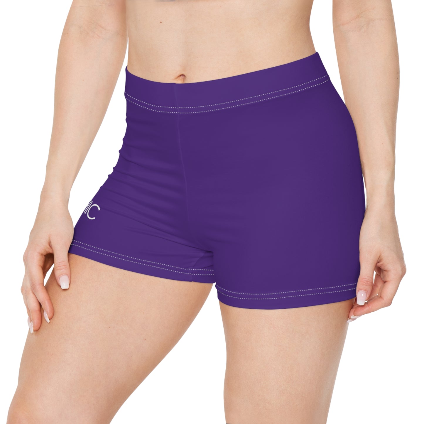 AlphaChic Workout Shorts - Purple (Leg Logo)
