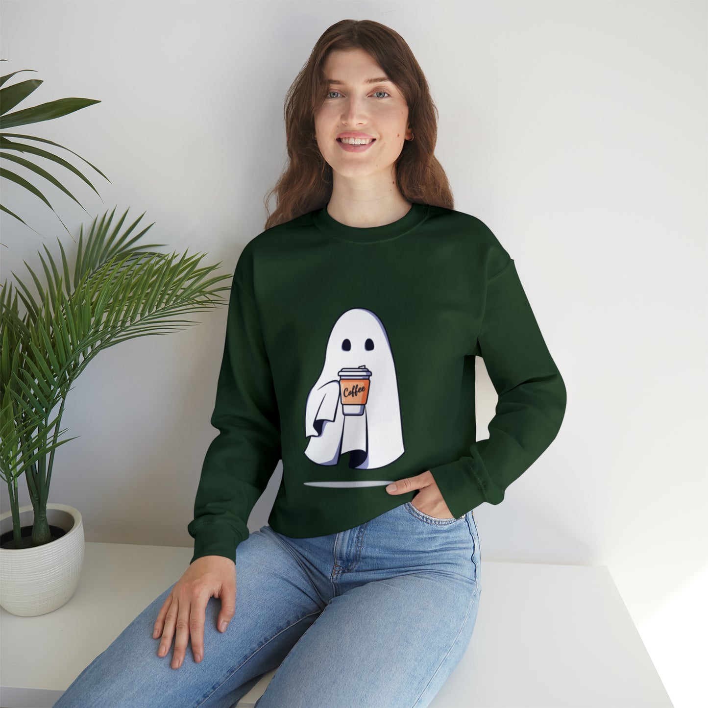 Boorista Spooky Coffee Sweatshirt,  Womens Ghost Sweatshirt, Spooky Season, Fall Coffee Lover Shirt, Halloween Party Shirt, Fall Graphic