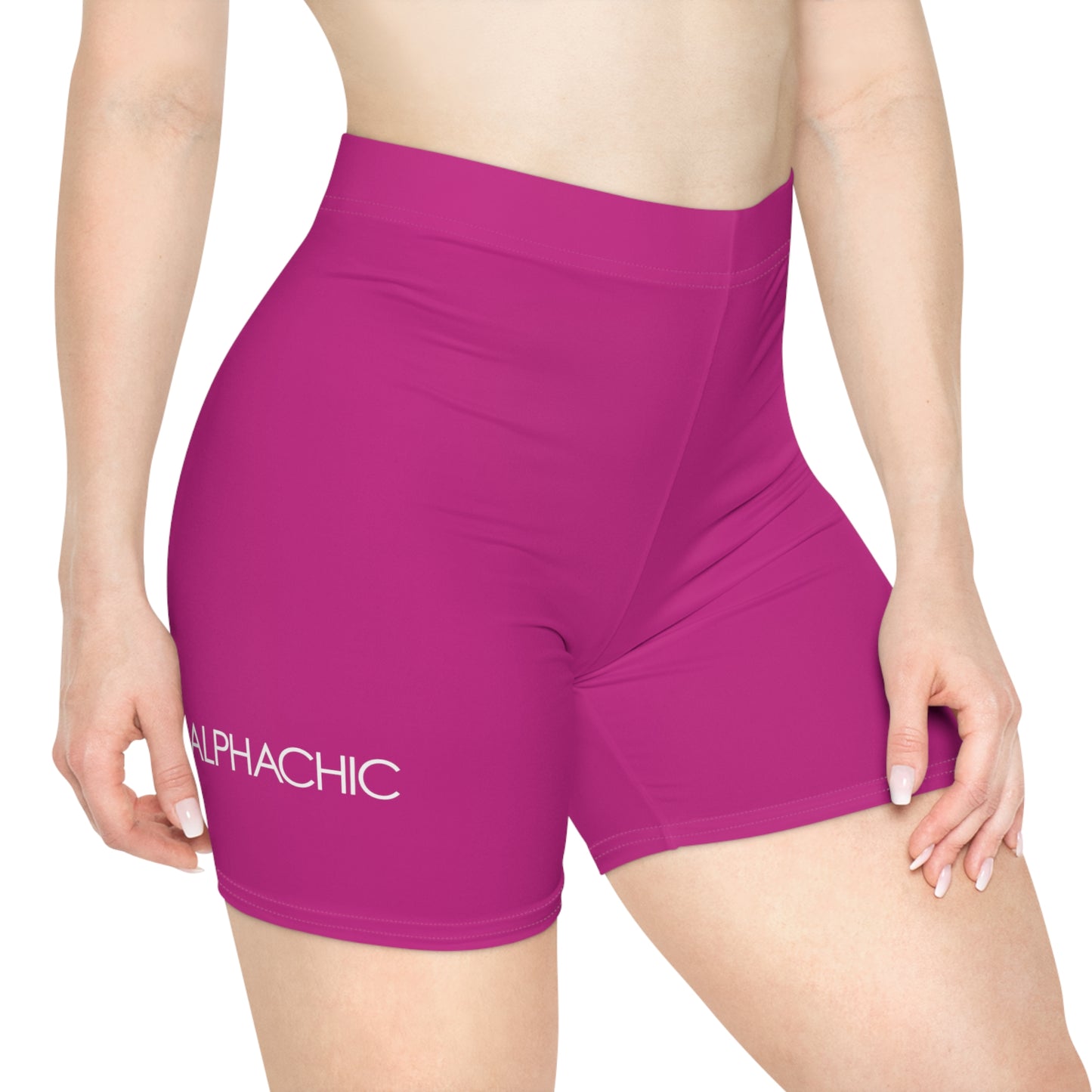 AlphaChic Biker Shorts - Pink (Leg Logo)