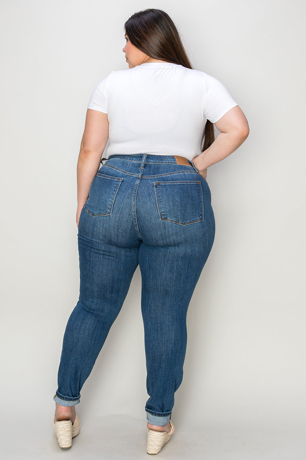 Judy Blue Full Size Cuffed Hem Low Waist Skinny Jeans