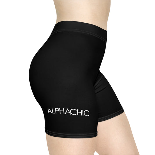 AlphaChic Biker Shorts - Black (Leg Logo)