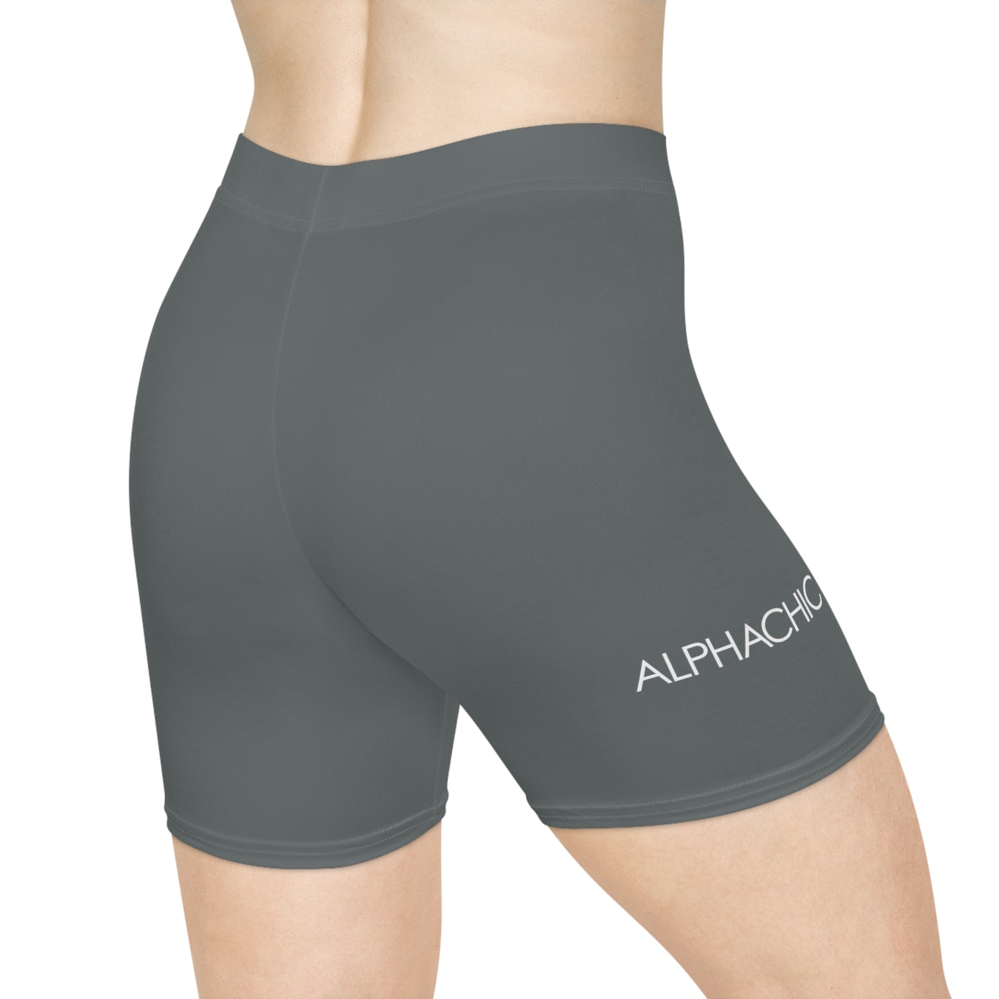 AlphaChic Biker Shorts - Dark Gray (Leg Logo)