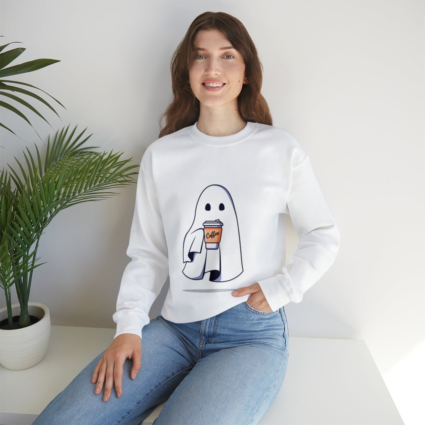 Boorista Spooky Coffee Sweatshirt,  Womens Ghost Sweatshirt, Spooky Season, Fall Coffee Lover Shirt, Halloween Party Shirt, Fall Graphic