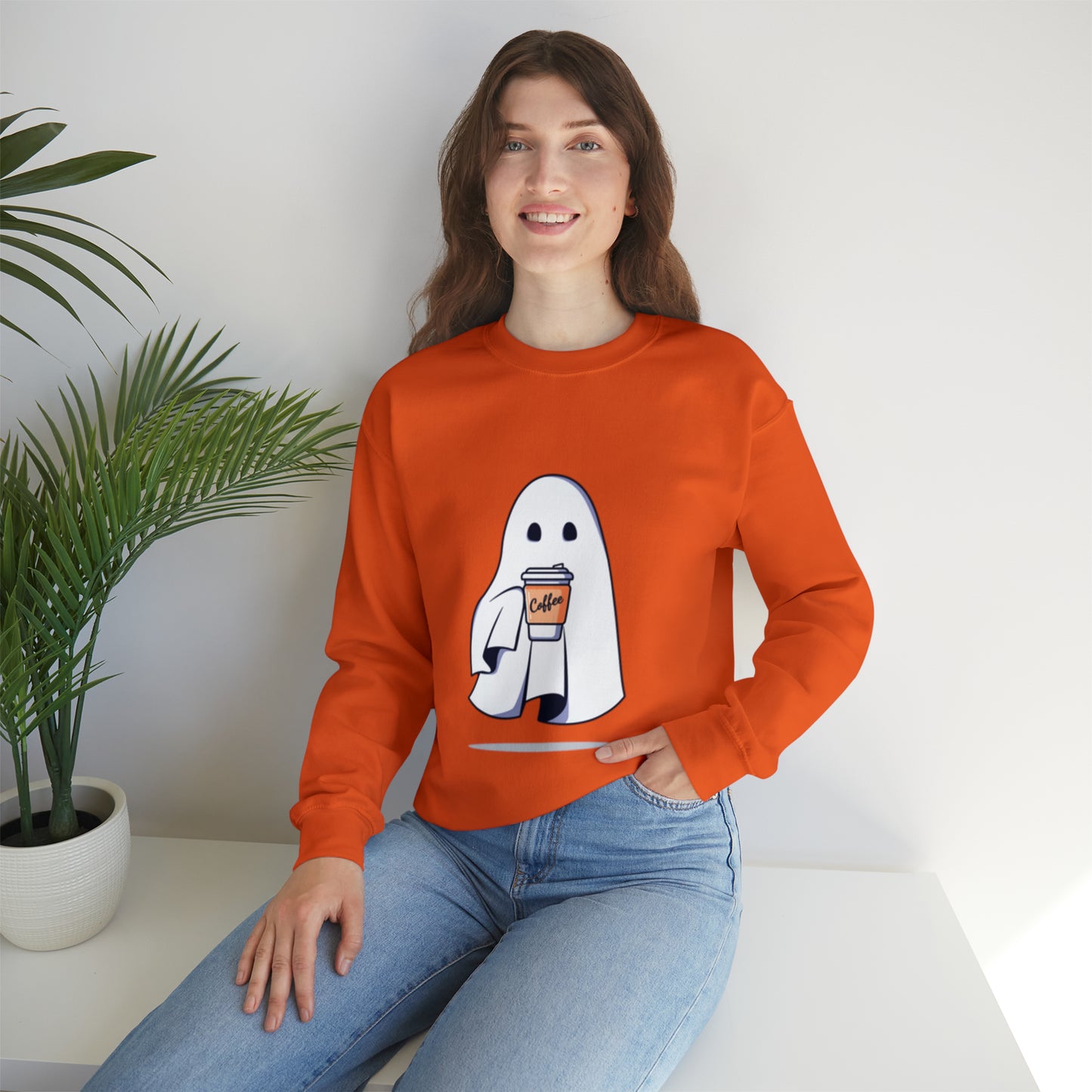 Boorista Spooky Coffee Sweatshirt,  Womens Ghost Sweatshirt, Spooky Season, Fall Coffee Lover Shirt, Halloween Party Shirt, Fall Graphic