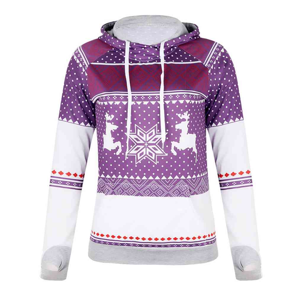 Printed Long Sleeve Hoodie with Pocket